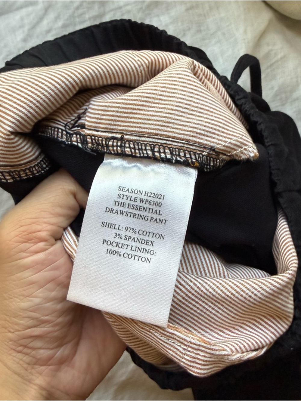 WILDFANG black cotton elastic drawstring essential slim‎ leg trousers pants - Picture 7 of 7
